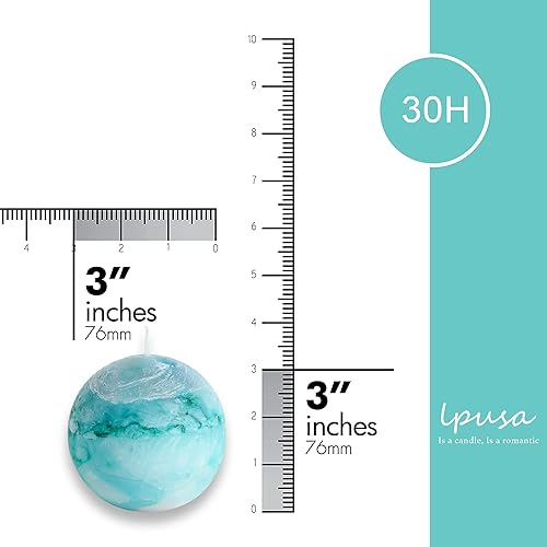 Miniatura 2 de Velas de pilar de bola rústica turquesa de teñido anudado, velas redondas sin perfume de 3 pulgadas para decoración de bodas, celebraciones, velas