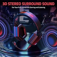 Vista 9 de BENGOO Auriculares inalámbricos para juegos 24G para PS5 PS4 PC con micrófono desmontable con cancelación de ruido luz LED roja orejeras de memoria