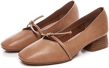 Amazon Co Jp Fengスモールレザーシューズ レトロ おばあちゃん 靴 シック 浅い靴 Rough靴と女性の靴 36 シューズ バッグ