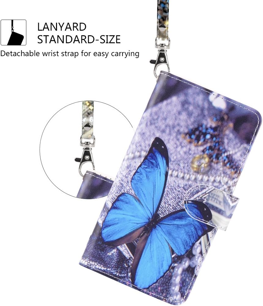LG stylo 4 Case, UrSpeedtekLive LG stylo 4 Wallet Case, Premium PU Leather Flip Wallet Case Cover w/Card Slots & Kickstand Compatible LG stylo 4 (2018)/LG Q Stylus, Blue Butterfly