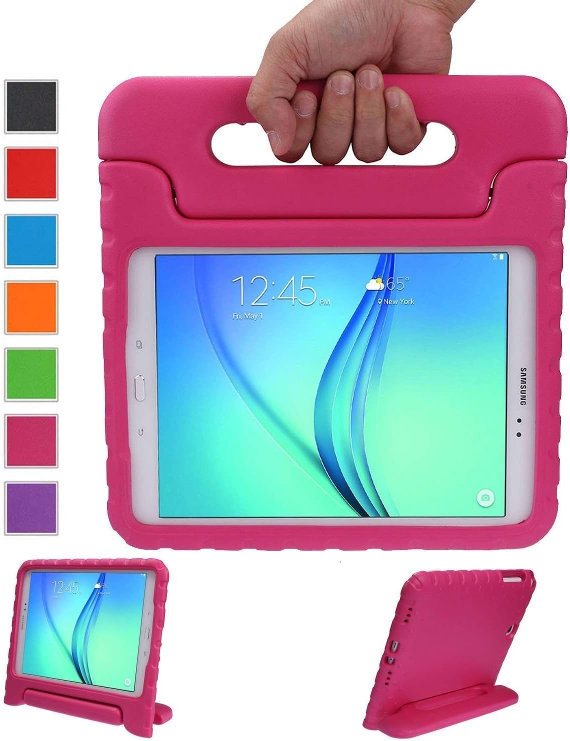 LEADSTAR Kids Case for Samsung Galaxy Tab A 9.7 Shockproof Case Light Weight Super Protection Cover Handle Stand Case for Kids Children For Samsung Galaxy Tab A 9.7-inch SM-T550 SM-P555 (Rose)