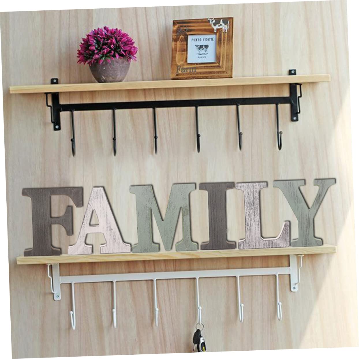 Insegna Decorativa Murale in Legno Family Verde per Casa, Hotel e Bar | Mdf, Finitura Rustica, da Esporre su Mensole o Bancone, Decorazioni Legno per Parete Soggiorno, Stile Moderno