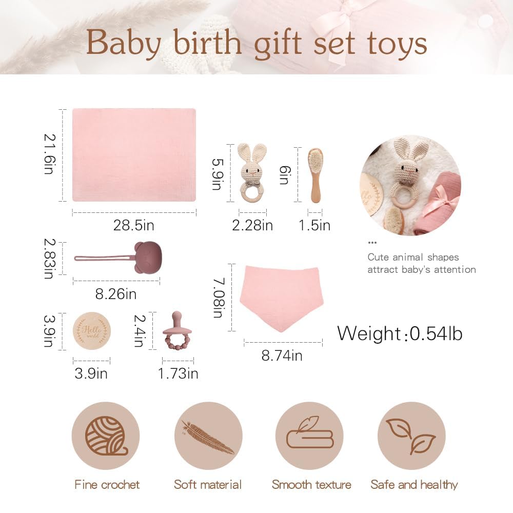 Set regalo per bambino, neonato regalo bambino Set nascita festa neonato regalo giocattoli (rosa set, Ohne Name)