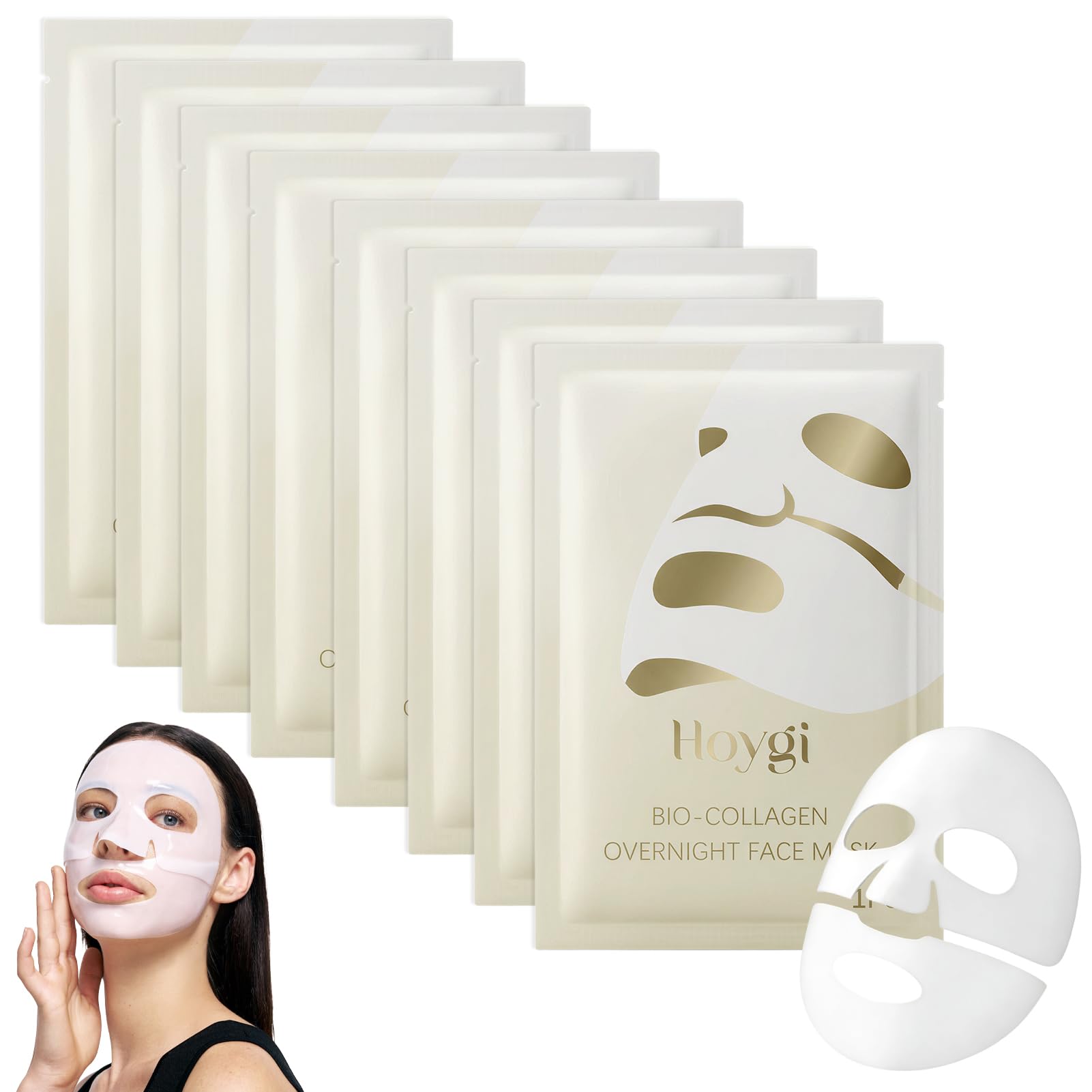 Luuma Kollagen Maske Original,Collagen Maske Overnight,Collagen Real Deep Mask,Hydrogel Gesichtsmaske-Anti-Aging,Poren verkleinern,Hautstraffung,Glättet und Hydratisiert-für Alle Hauttypen (8 Stück)