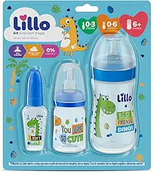 Lillo Kit 3 Mamadeiras Evolution Magia 50/120/300Ml Dino -