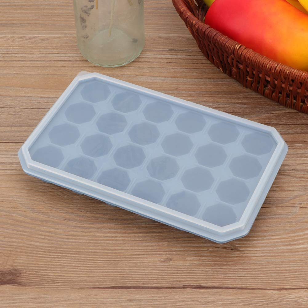 24 Grids Ice Trays, DIY Silicone Ice Cube Tray with Lid Chocolate Mould for Kitchen Mold Accessories (Blue)