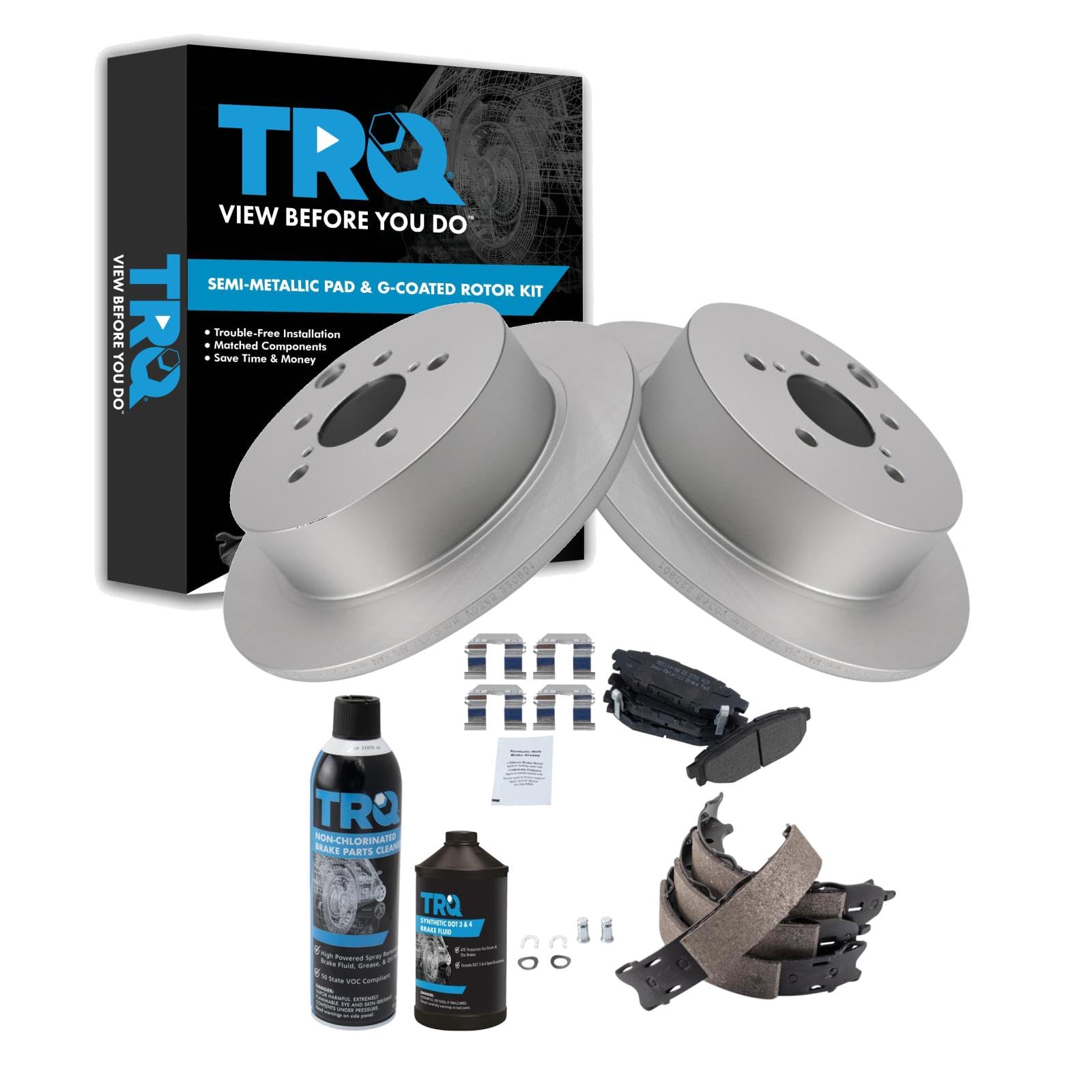 TRQ Rear Brake Pad &amp; Rotor Kit Semi-Metallic Compatible with 2017-2018 Subaru Crosstrek 2014-2018 Forester 2012-2018 Impreza 2013-2015 XV Crosstrek