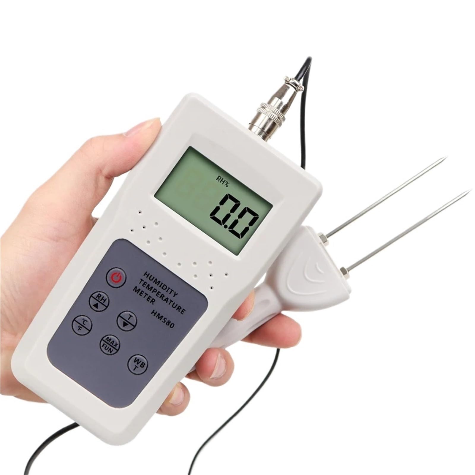 Misuratore di umidità, KMS680T Misuratore di umidità tessile Display LCD Rilevatore Precisione Analizzatore contenuto d'acqua Igrometro a bobina cotone