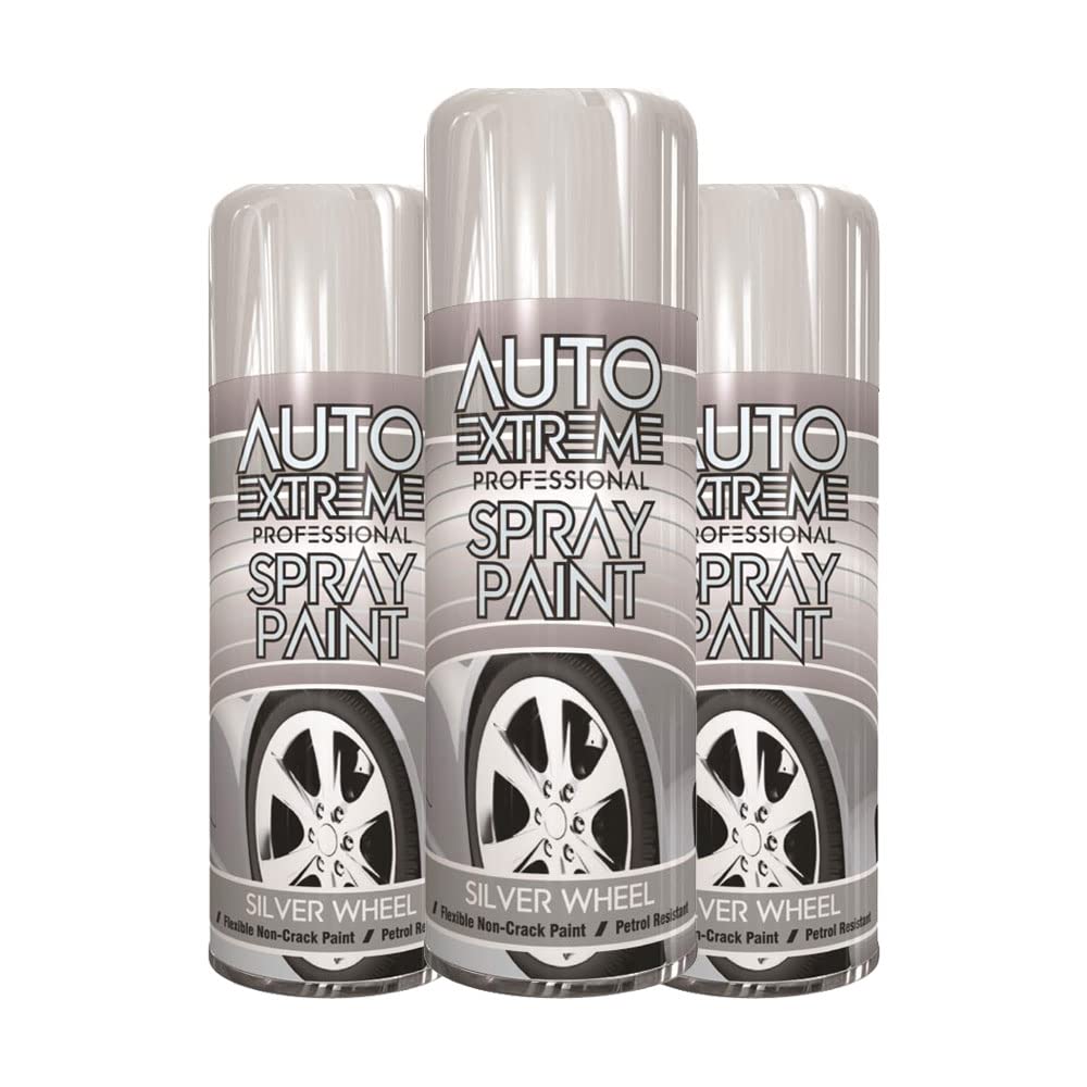 Classic Signature - 3 x Auto Extreme Silver Wheel Spray Paint 400ml Professional Quality, Perfect Finish for Cars, Bikes,Vans, Metal, Wood