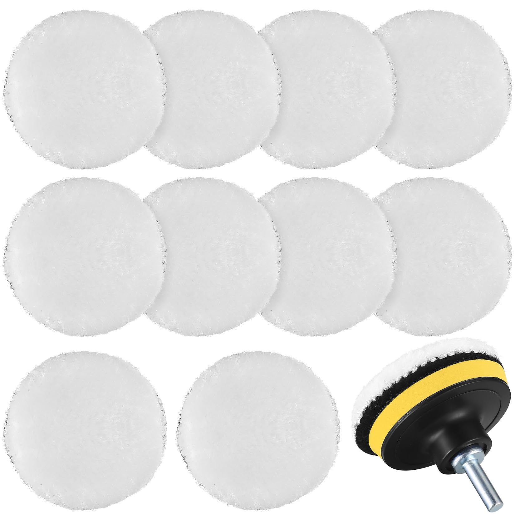 12 tamponi per lucidatura auto da 7,6 cm per trapano, trapano, lucidatura, ceratura, lucidatura, lucidatura, lucidatura auto, lucidatura, levigatura, ceratura, sigillatura, con adattatore per trapano