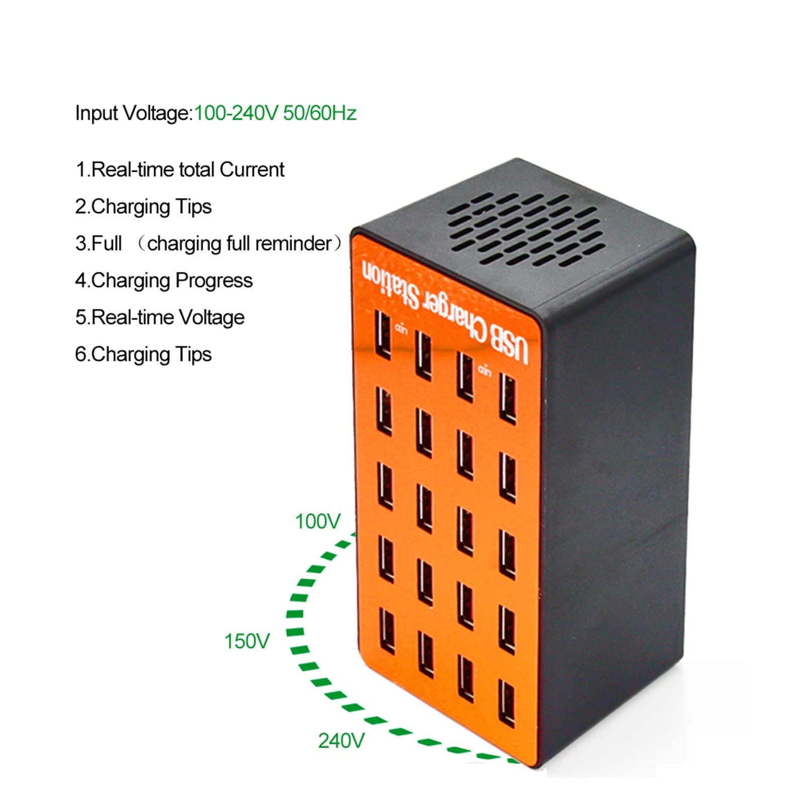 Caricabatterie multi USB da 90 W, HUB con 20 porte, dock for stazione di ricarica casa universali parete for telefoni cellulari Design portatile