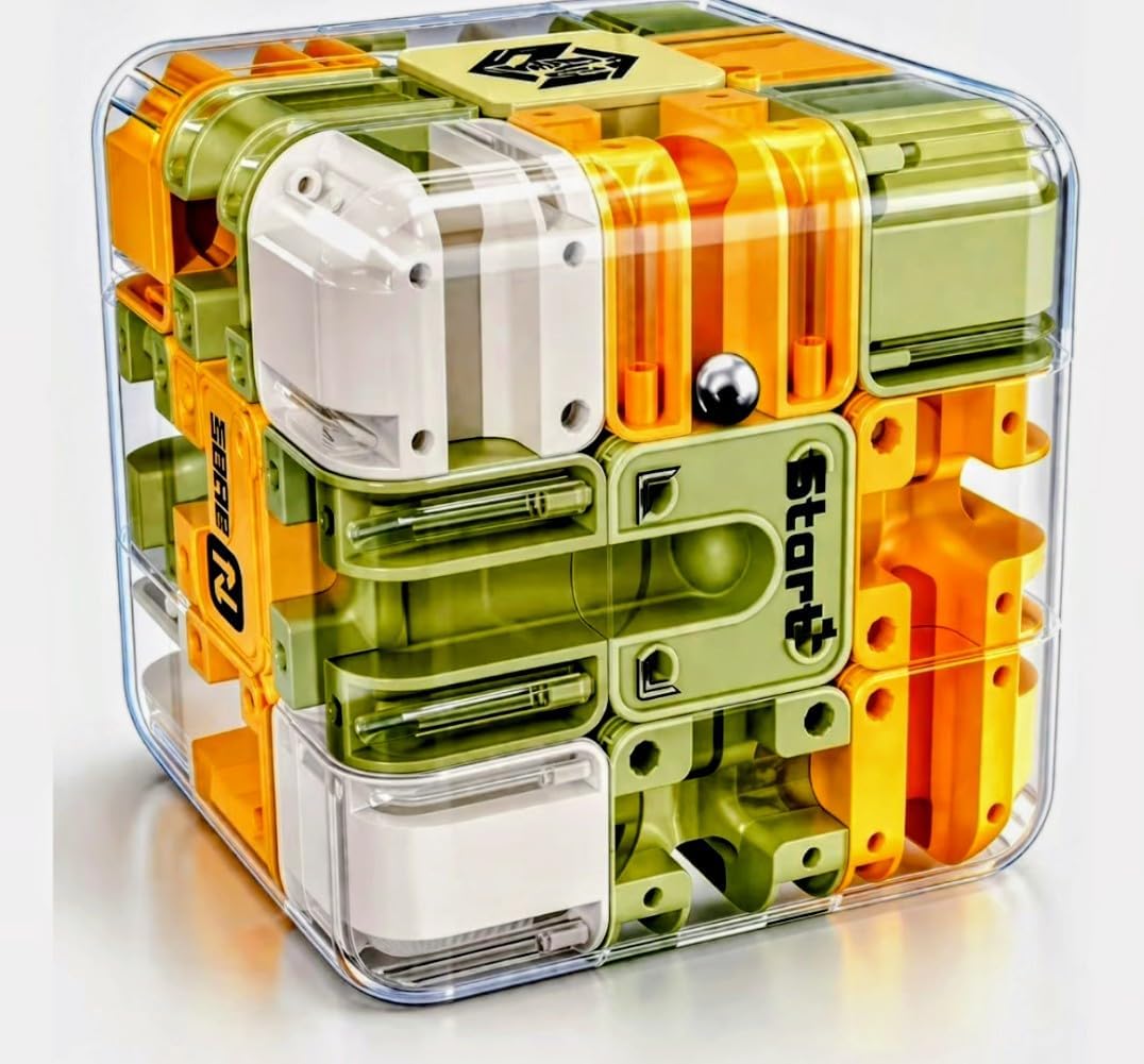 3D Maze Cube Ball Puzzle Game for Kids & Adults, Rolling Labyrinth Brain Teaser Toy with Marble Track Challenge, Handheld Educational Logic Cube for Focus, Spatial Skills & Stress Relief-image-21