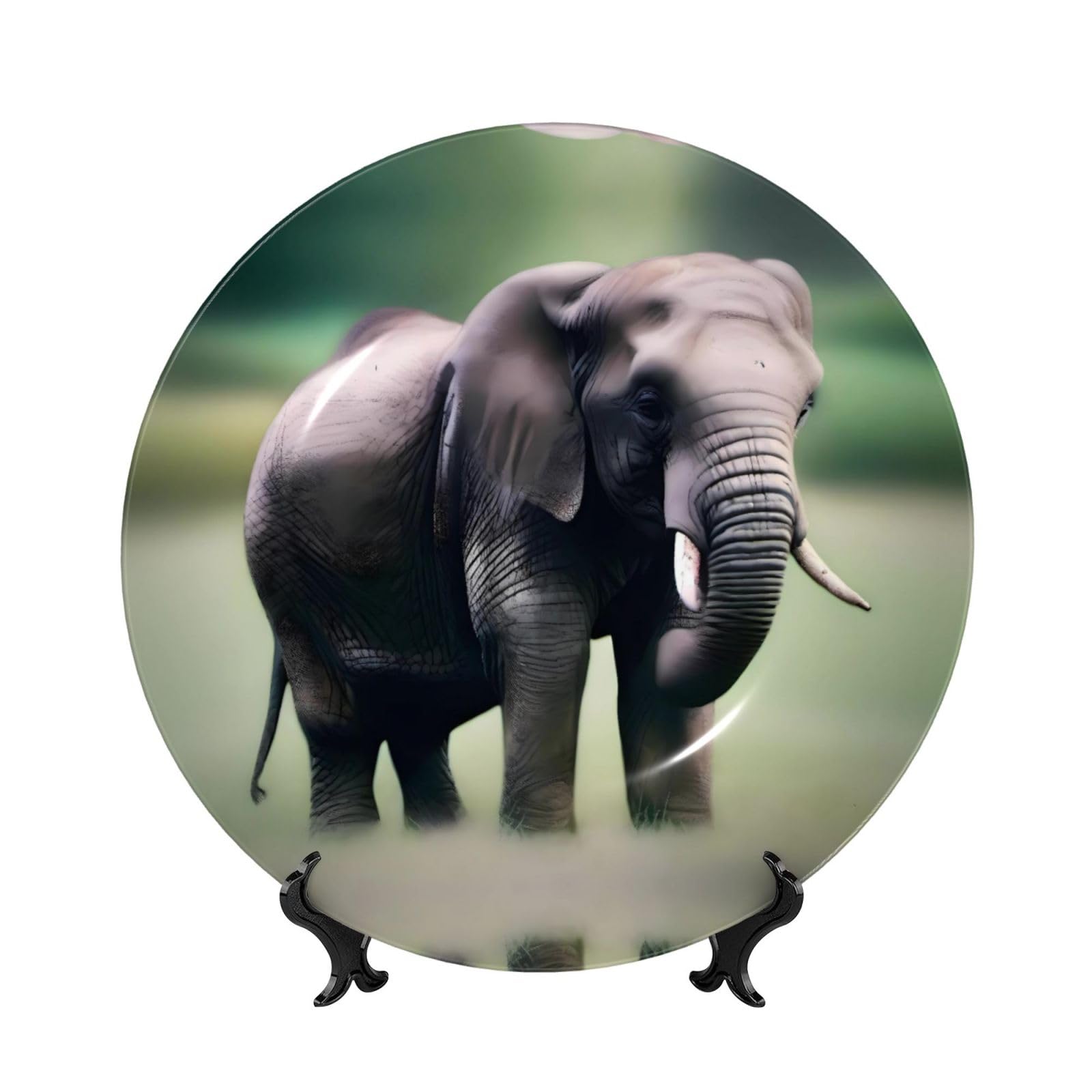 Platos decorativos de elefante de estepa africana con soporte para manualidades del hogar