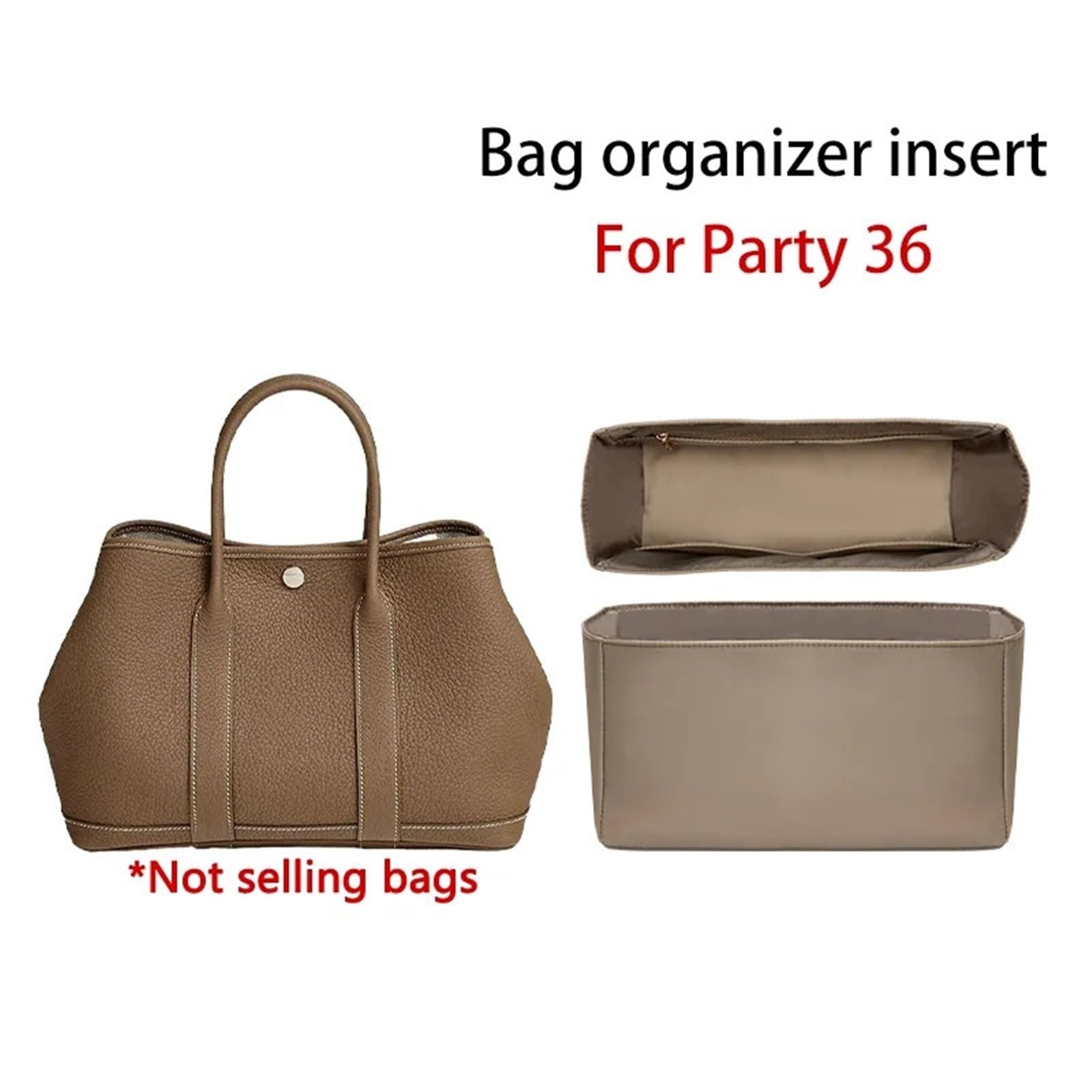 Insert Organisateur Compatible avec Les Sacs à Main Hermes, Insert Organisateur en Nylon pour Garden Party 23/30/36(Grey Insert for 36)