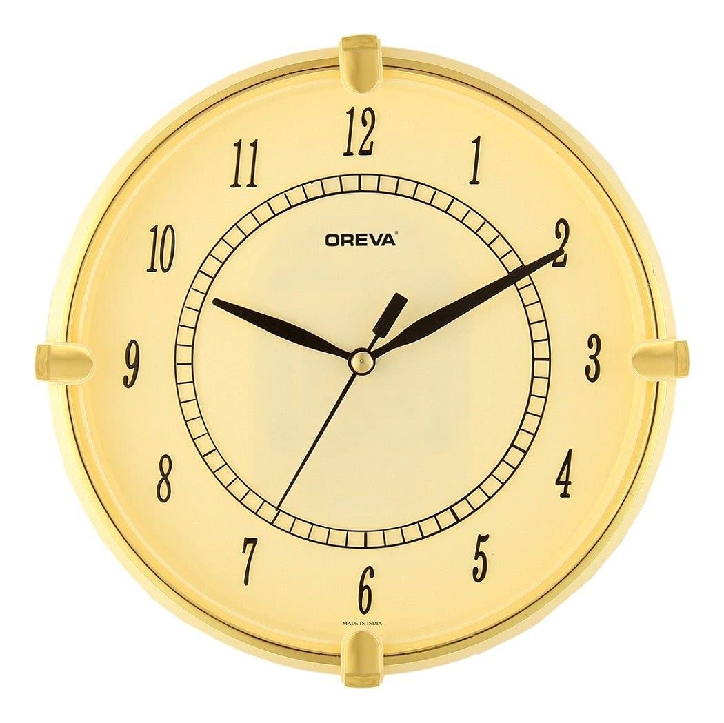 OREVA Plastic Round Shape Simple Small Wall Clock (18.8 x 3.8 x 18.8 cm, Ivory, AQ-1547)