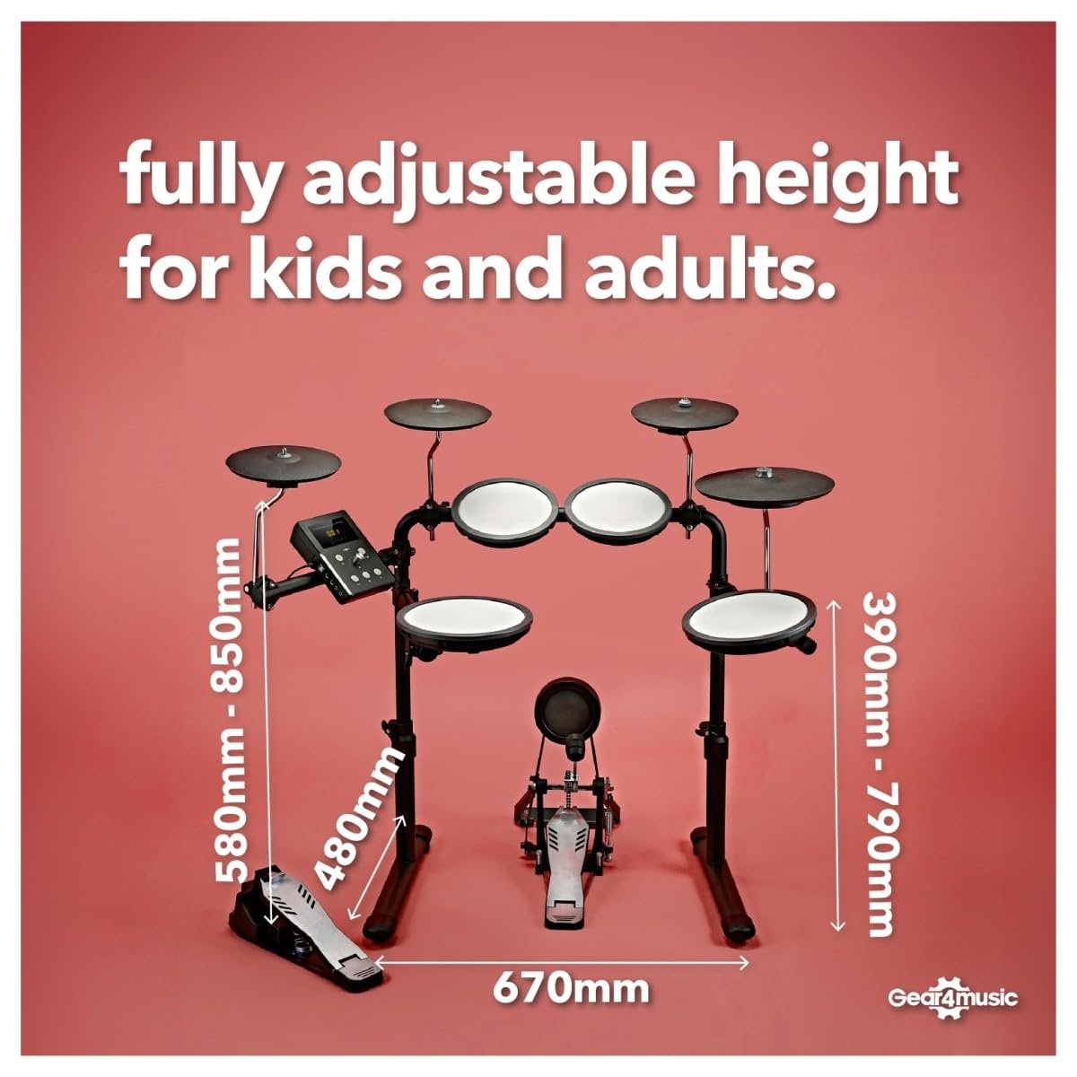 VISIONDRUM-PRO Batteria elettrica con cuffie - Mesh Pads Batteria elettronica per bambini e adulti