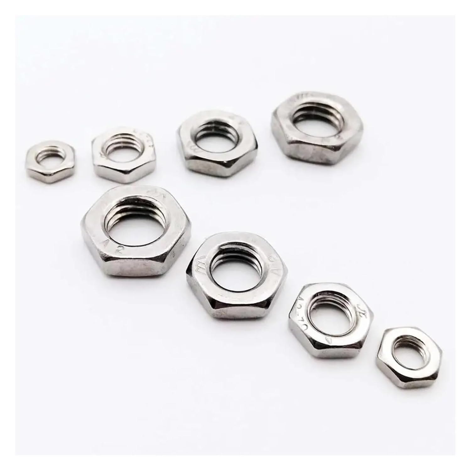2/25pcs M2 M2.5 M3 M4 M5 M6 M8 M10 M12 M14 M16 304 A2-70 Stainless Steel Flat Hex Hexagon Thin Nut Jam Nut DIN439 GB6172(M12 5pcs)