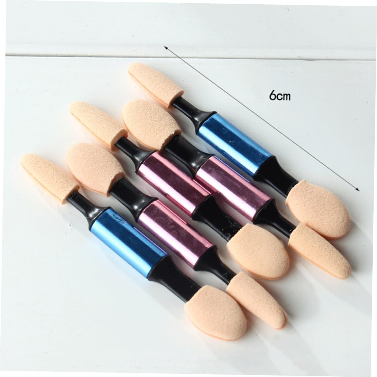 minkissy 10pcs Eye Shadow Sponge Applicator Brush Dual Sided Makeup Tool Soft Foam Tips Comfortable Easy to Use Suitable for Women Long- Random