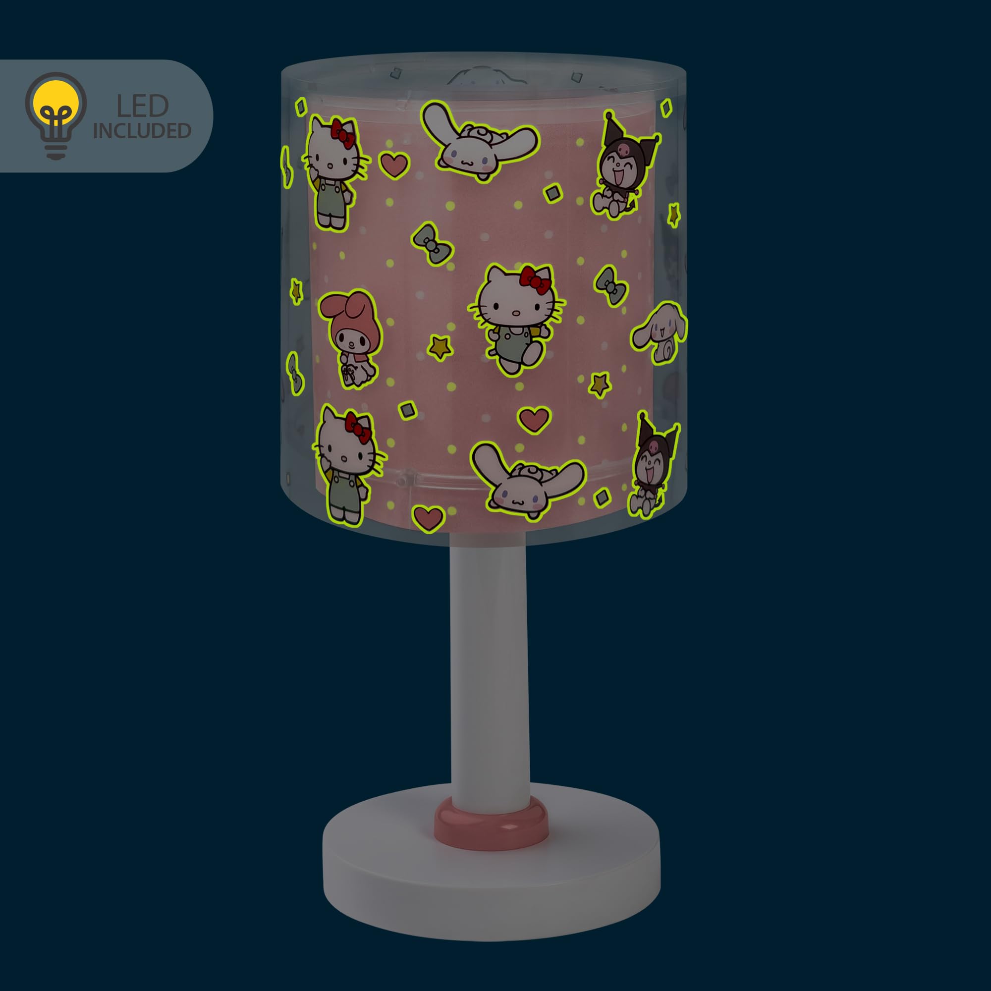 Dalber Lámpara Infantil de Mesilla Hello Kitty & Friends 41251 G4 | Lámpara infantil de mesa o mesita; G4 4W LED - Bombilla incluida; Luz Quitamiedos