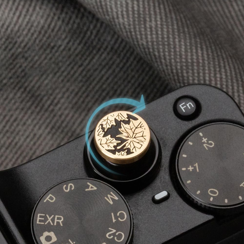 Leaf Camera hot Shoe Cover and Camera Shutter Button for Nikon zf for Fujifilm X-T5 X-T4 X-T3 X-T30 II X-T20 X100VI X100V X100 X-PRO3 X-PRO2 X-S20 X-S10 (Brass Leaf Set)