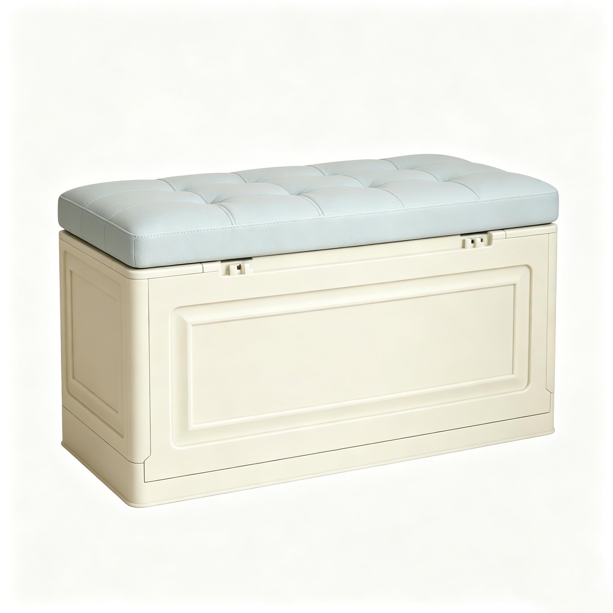 Sitzbank mit Stauraum – Aufbewahrungsbox, Sitzbank klappbar, pflegeleicht, Faltbare Aufbewahrungsbox mit Deckel, bis 200 kg belastbar, für Flur, Wohnzimmer, Schlafzimmer (Light Gray, 80cm)