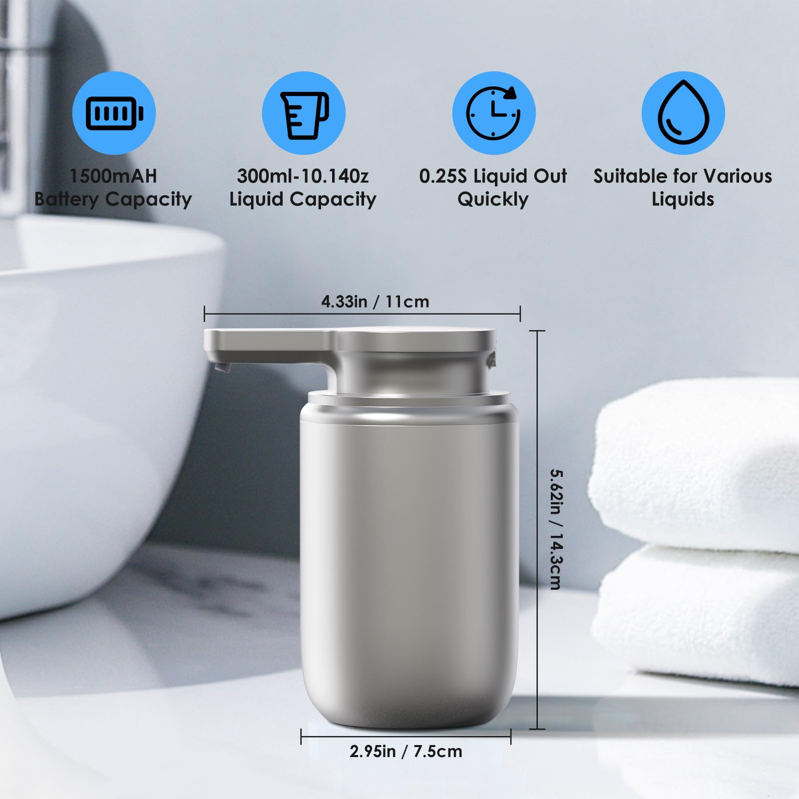 Automatic Soap Dispenser Touchless Foaming: Soap Dispenser Rechargeable for Bathroom