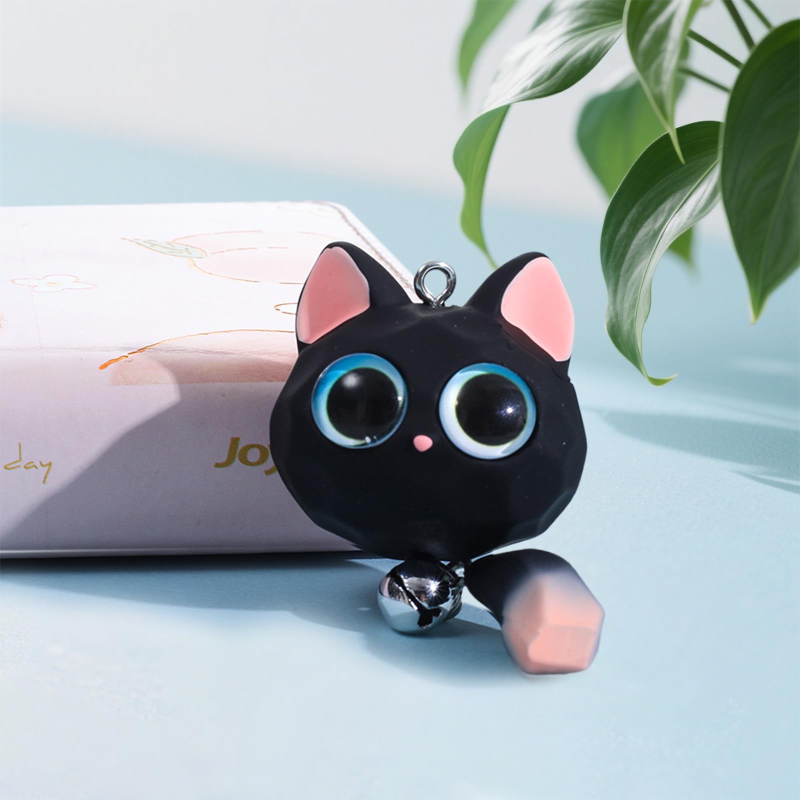 Omnikryp Ornements De Voiture, Mignon Chat Chaton Decoration Voiture, Pendentif Retroviseur, Cadeaux D'Anniversaire Décoration Charme, Convient à Tous Les Modèle (Noir