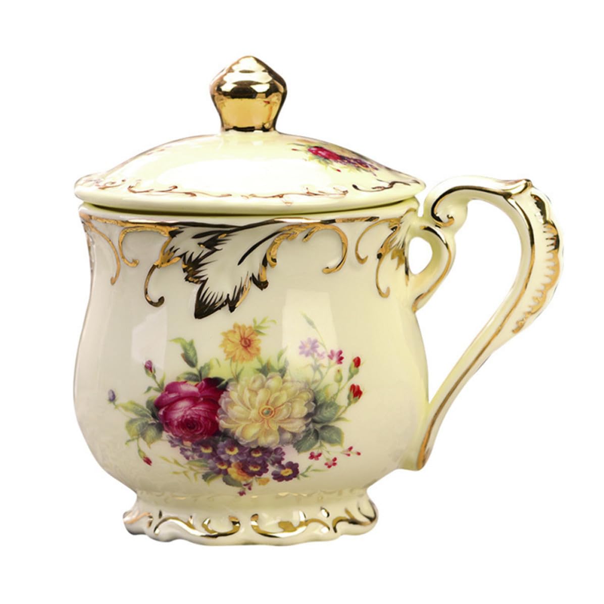 Taza de Té de Cerámica Estilo Europeo con Tapa para Oficina