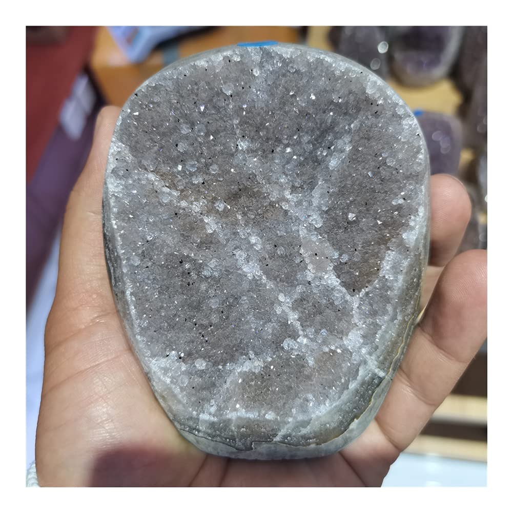 Clúster de geoda de Amatista Natural, Amatista Morada Oscura, Piedra de Cristal Grande, decoración de Cuarzo decoración de la habitación (Size : 400-550g)