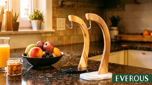 everous Banana Hanger black Marble Base,Modern Banana Holder Tree