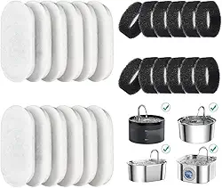 12pcs, Filtro Bebedouro Gato, Filtro para Bebedouro de Gato, Alimentadores de Aço Inoxidável para Bebedouros de Animais de Estimação Filtro de Carvão Ativado Substituído