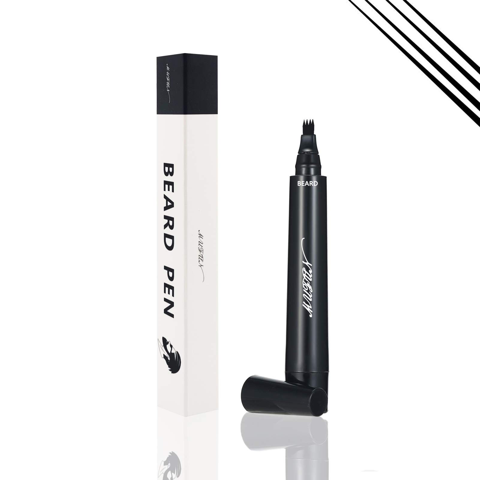 Beard Pencil Filler for Men - Sweat Proof, Water Resistance, Long Lasting & Natural Finish barber Pencil, Mustache Repair Shape (BLACK)