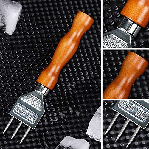 Ice Pick set of 2-7.24 Inch and 6.8Inch Stainless Steel Ice Crusher with Wood Handle, Japanese Style Ice Chipper,ideal for Bars and Home(2 Pick)-IPCK2