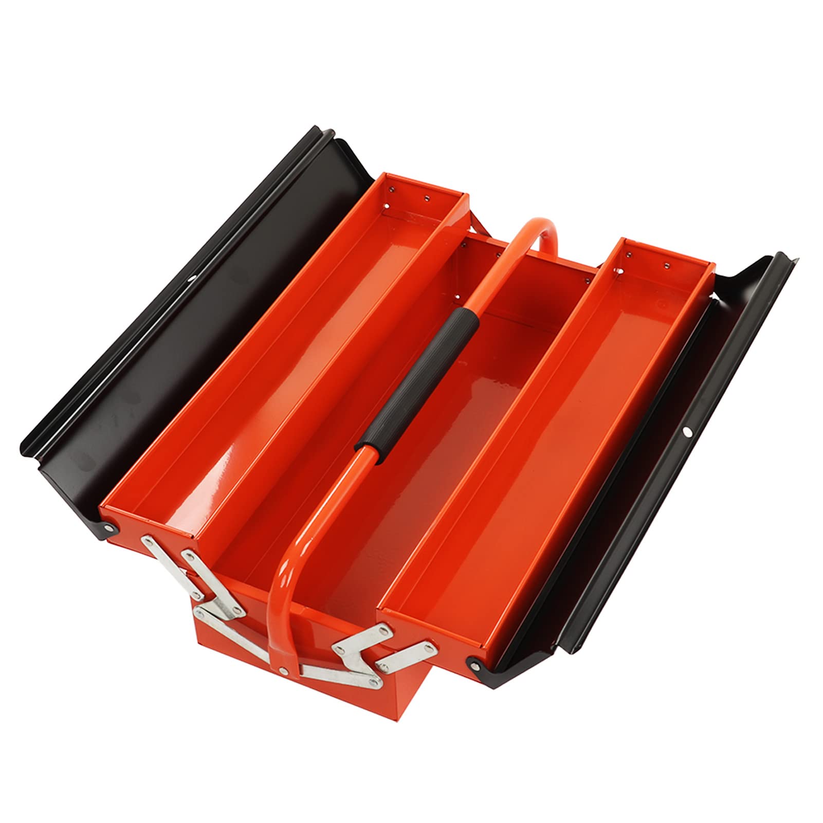 Aramox Wspornik Do Przechowywania Narzędzi Blacha Walcowana na Zimno Składany Organizer na Narzędzia 2-warstwowa 3 Taca 530 Mm Przenośna Metalowa Walizka Do Przechowywania Warsztatu Garażowego
