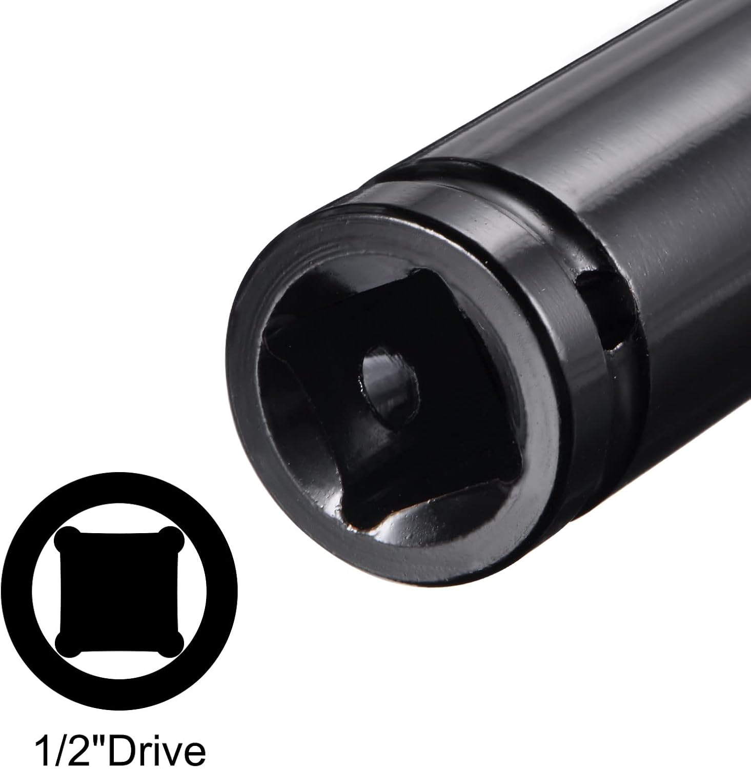 uxcell 1/2" Drive by 22mm Deep Impact Socket, Heat-Treated CR-V Steel 8" Length, 6-Point Metric Sizes 2 Pcs