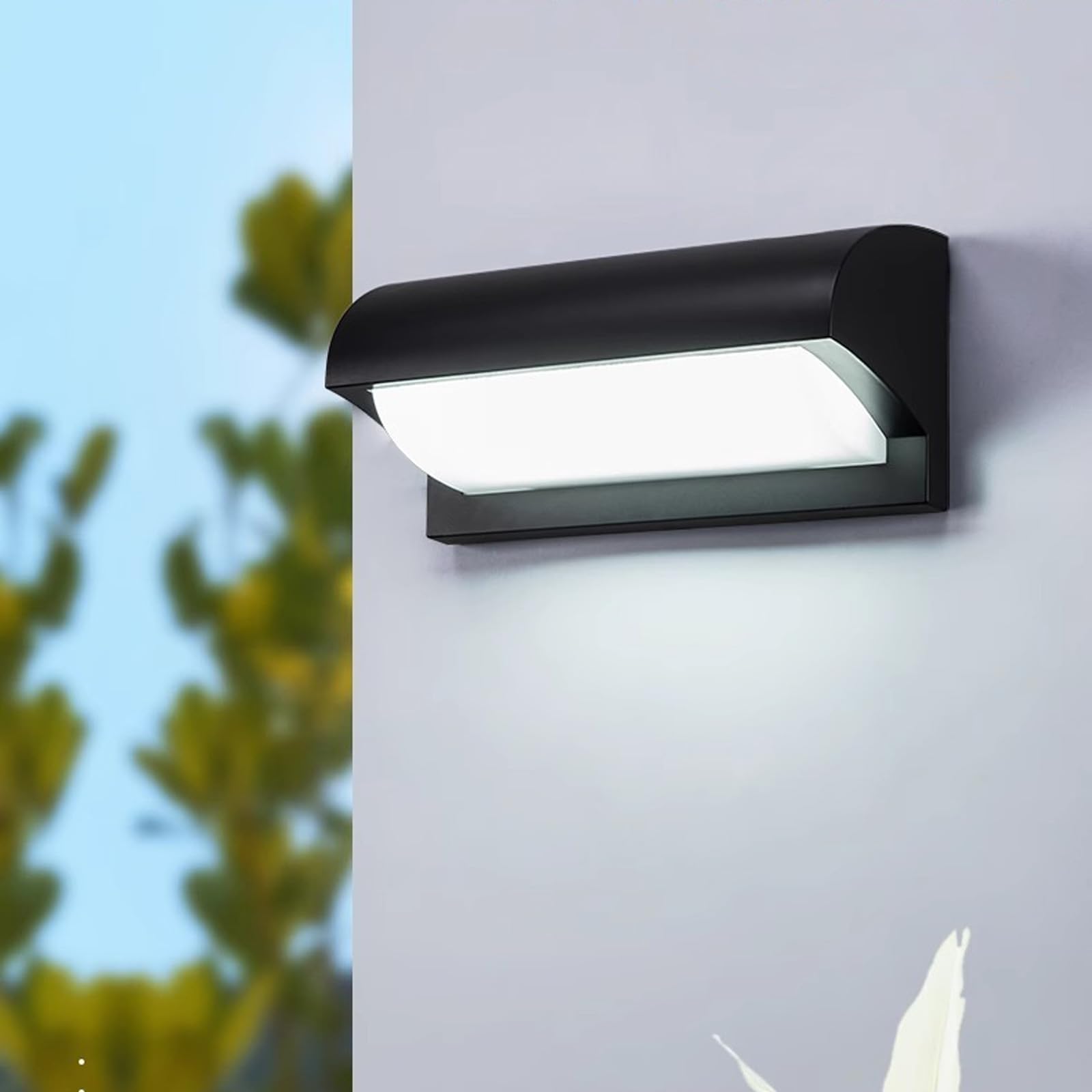 Zewnętrzna lampa ścienna LED solarna lampa ścienna z pilotem oświetlenie ścienne z czujnikiem ruchu, nowoczesna lampa ścienna akrylowa na taras, korytarz, garaż (1 sztuka)