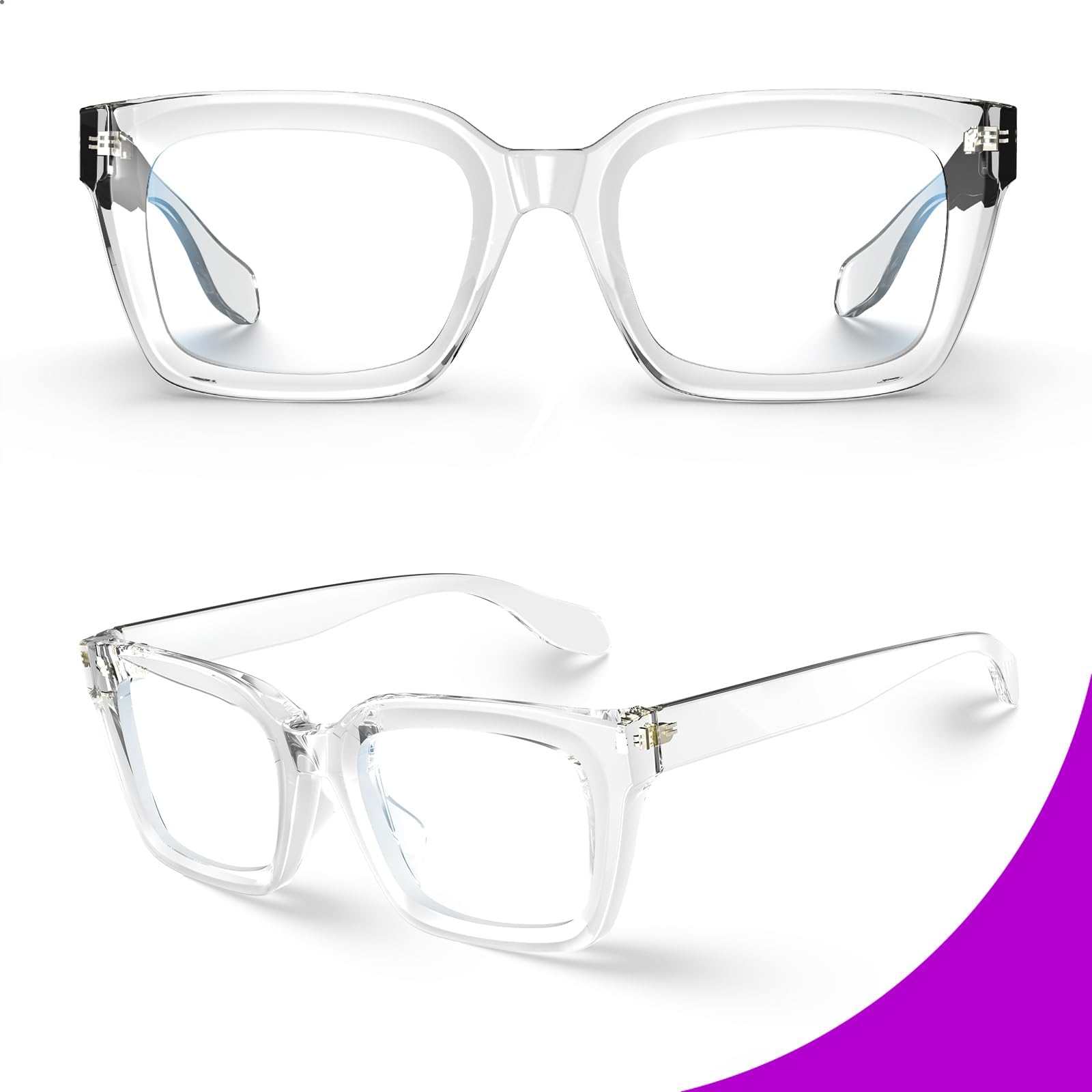 Blaulicht-blockierende Brille mit Anticomputer-Blendung, für Gaming und Lesen, für Damen und Herren, farblos, Large