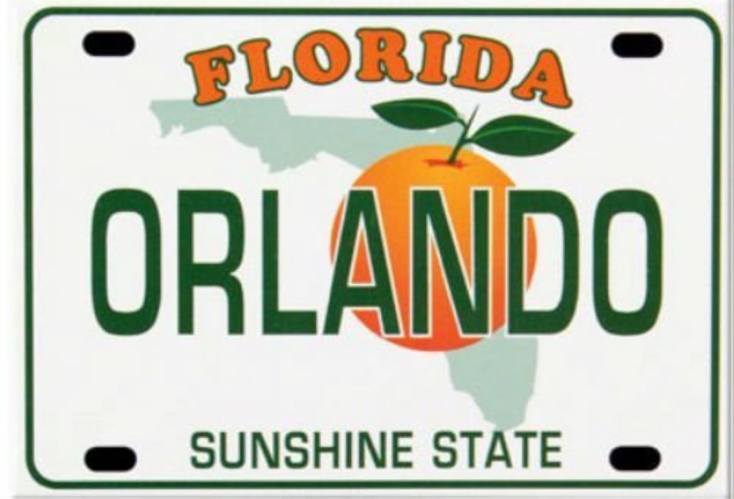 World By Shotglass Multi Color Orlando Florida License Plate Fridge Collector's Souvenir Magnet 2.5" X 3.5"