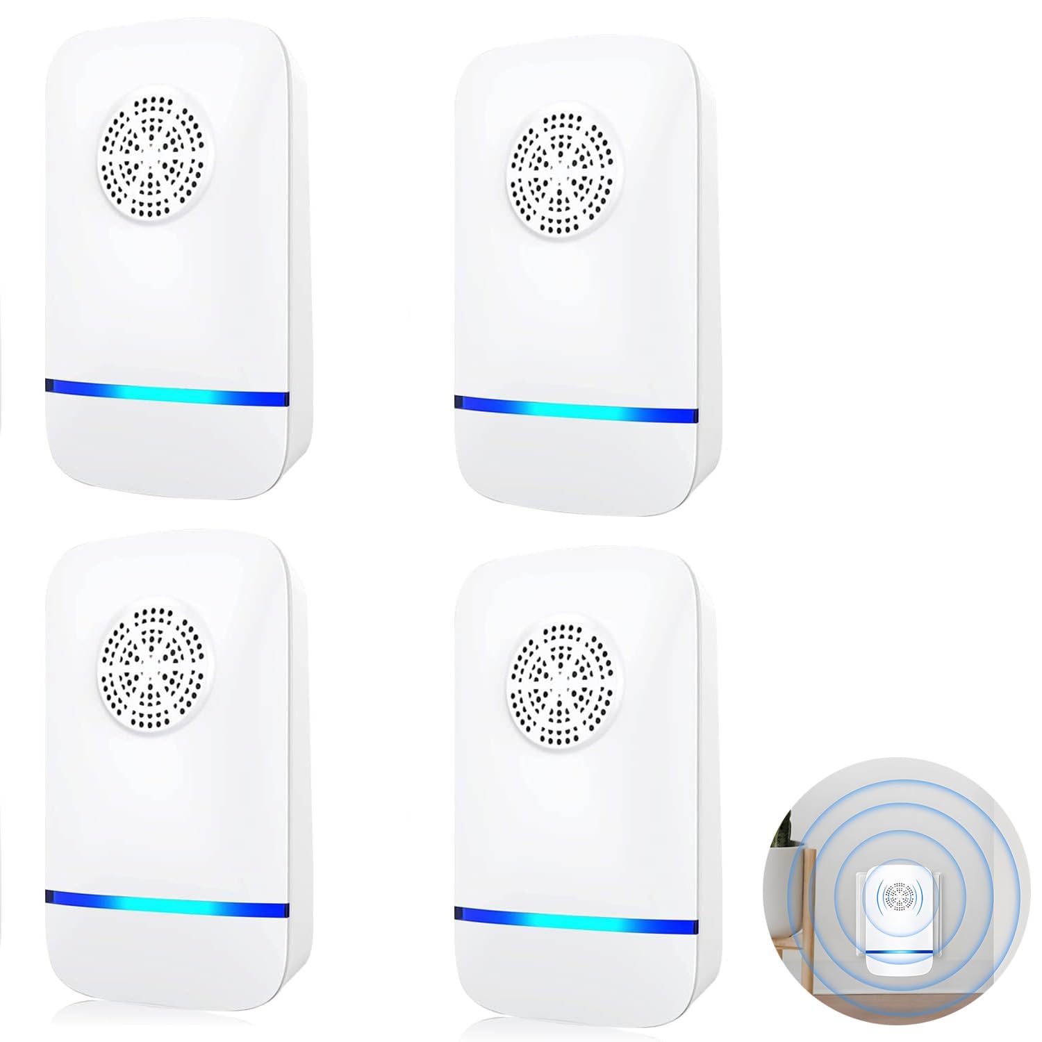 Bolivia's Ultrasonic Pest Repeller, 4 Pack Bugs Repeller, Indoor Fly Repellent Plug in to Control Cockroaches and Mosquitoes, Indoor Mouse Repeller for Kitchen, Living Room, Office, Garage