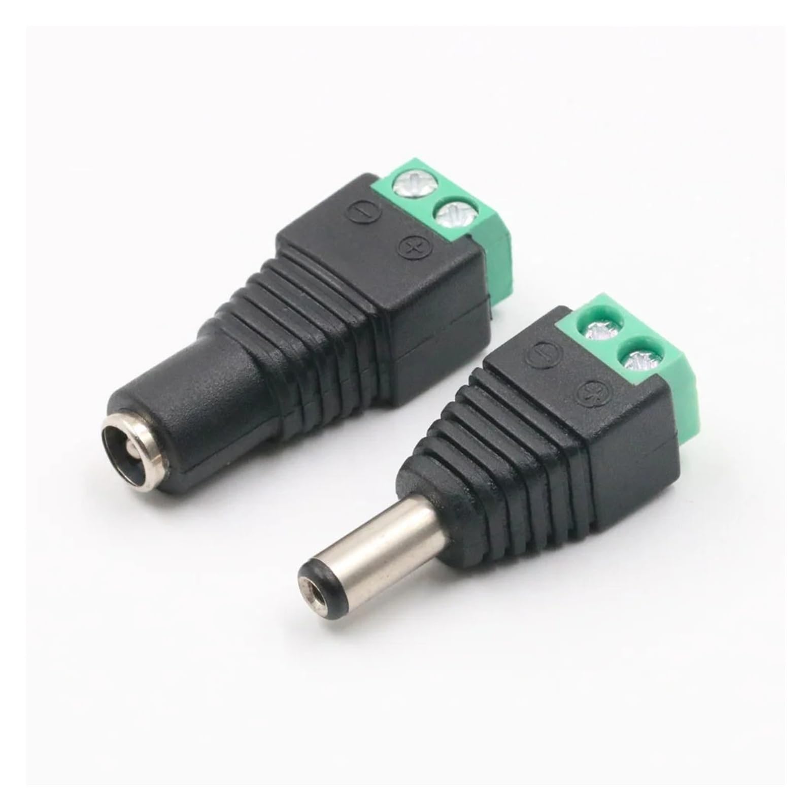 DC Terminal Connector 2-pinowy adapter zasilania 5,5 x 2,1/2,5 mm męski na żeński do taśmy LED CCTV (Male,10 szt., 5,5 x 2,1 mm)