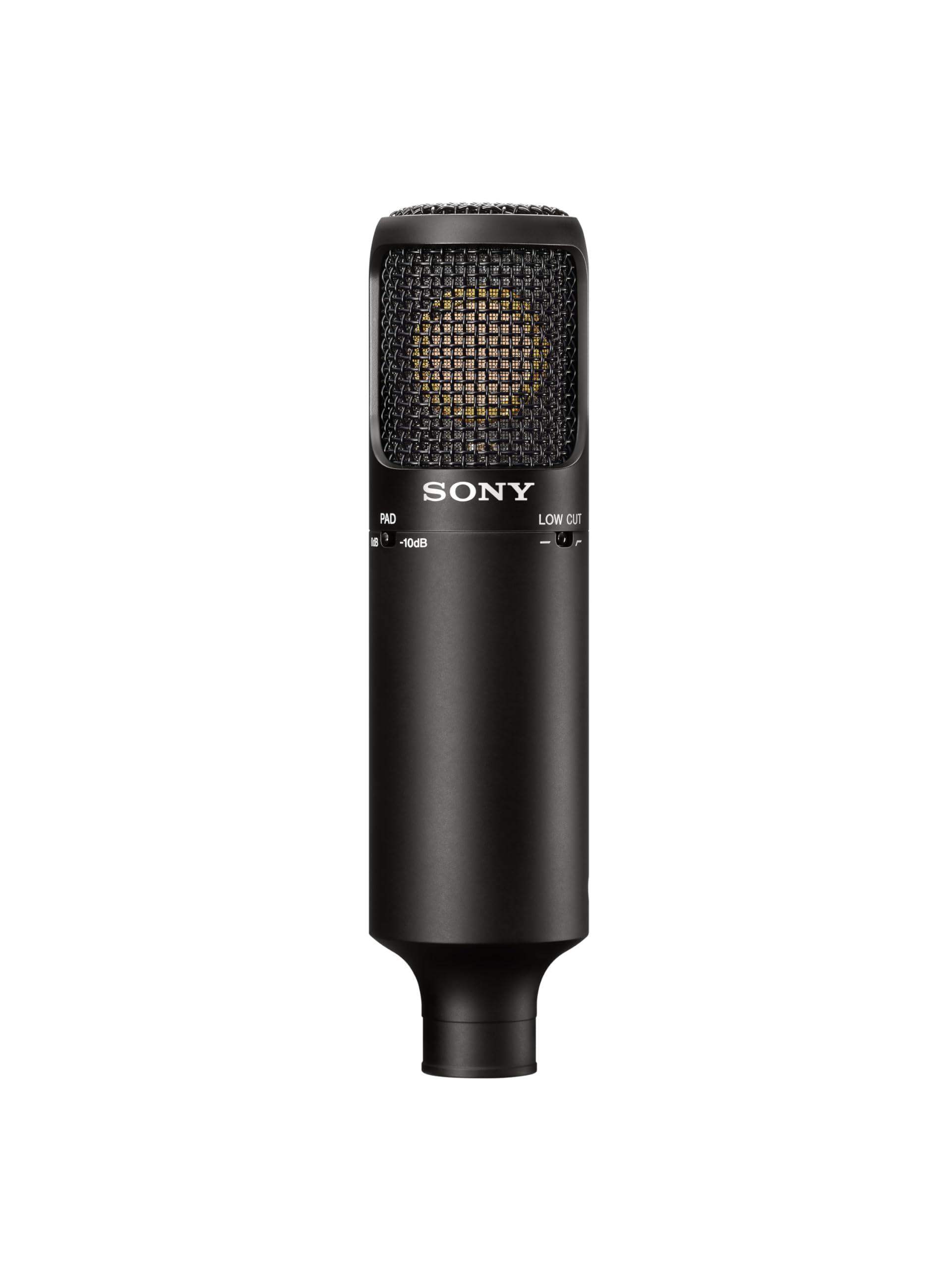 Micrófono de Estudio SONY-C80 Pro Audio; Rango de frecuencia de 20 Hz a 20 kHz; unidireccional; diseño con supresión de Ruido; tecnología Avanzada de la cápsula; XLR - Podcasts y grabación; Negro