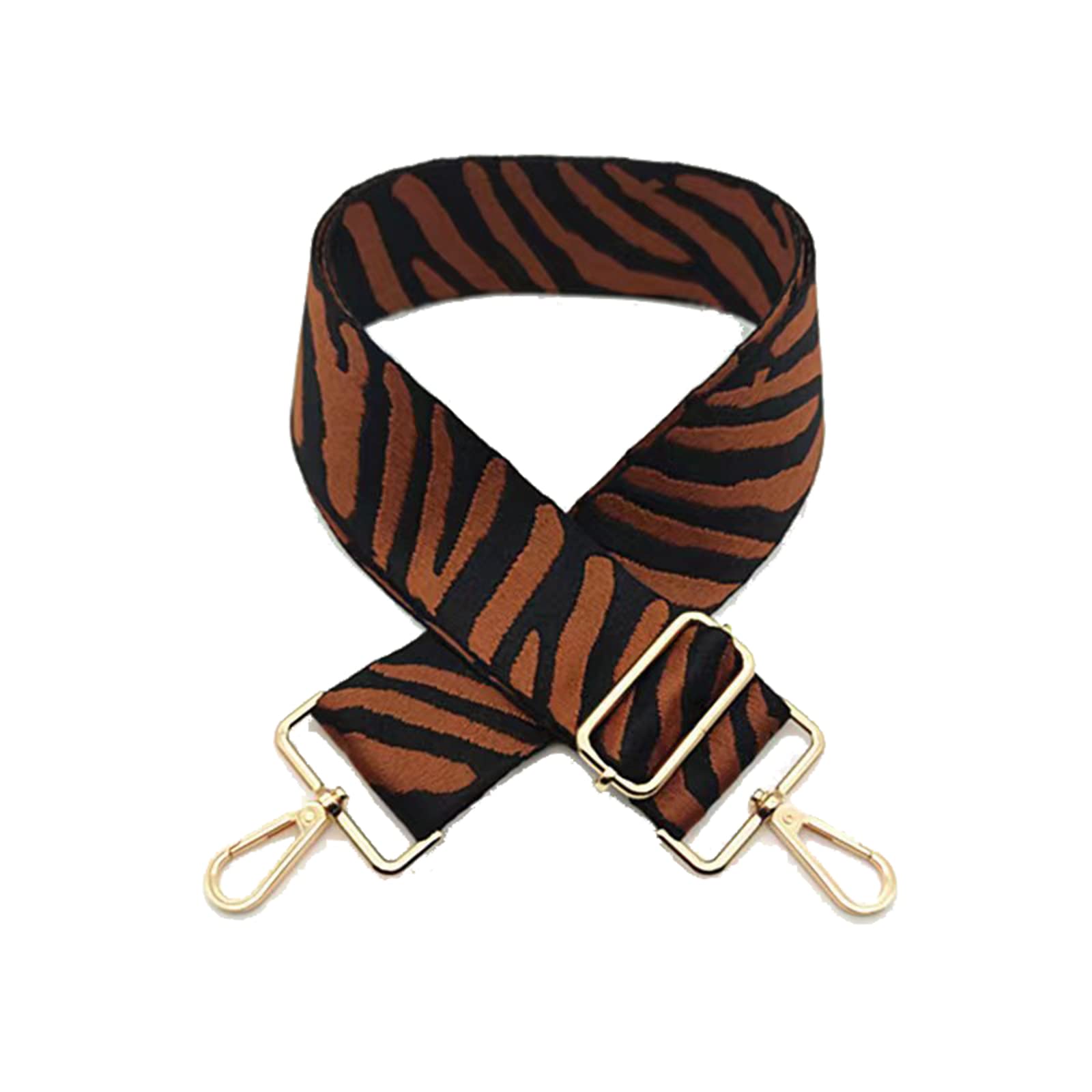 LOHGOU Wide Purse Bag Strap Replacement Zebra Pattern Adjustable Crossbody Handbag Purse Strap Handbag Strap Extender (Black Brown)