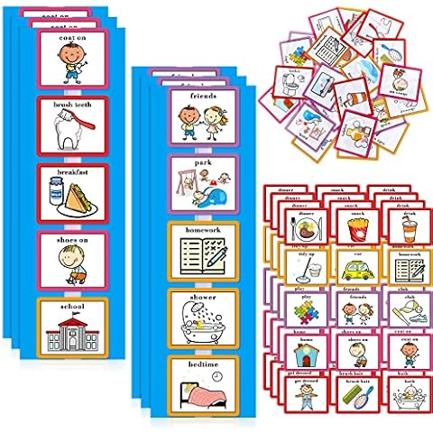 35 Pieces Visual Schedule for Home Visual Wall Planner Chore Chart for Kids Multiple Kids Routine Cards Autism Learning Materials with 35 Pieces Hook and Loop Dots for Kids, Classroom School Cover