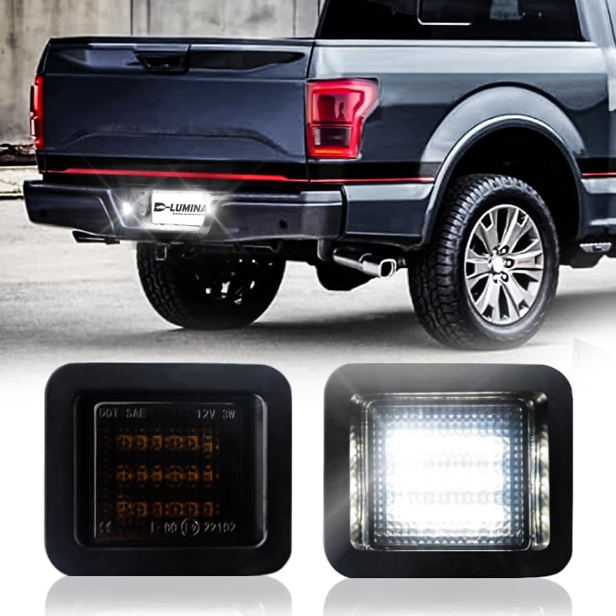 D-Lumina Luces LED para matrícula, conjunto de lámpara ahumada, compatible con Fo-rd F150 2015-2020 y F150 Raptor 2017-2020, 6000 K, blanco, 2 piezas