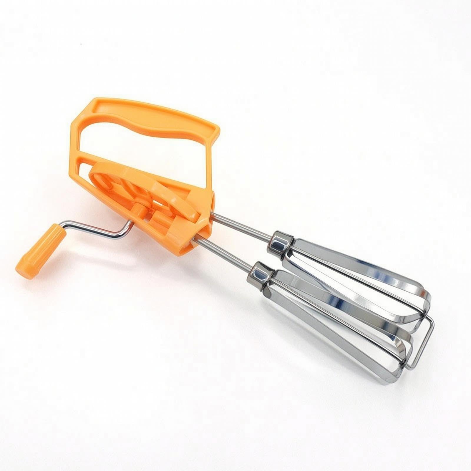 Hand-Crank Egg Beater Stainless Steel Egg Beater with H | Hand-Crank Egg Beater Stainless Steel with Handle Compact Rotary Hand Whisk for Cooks Small Kitchens Dorm Rooms Orange Bagged-image-4