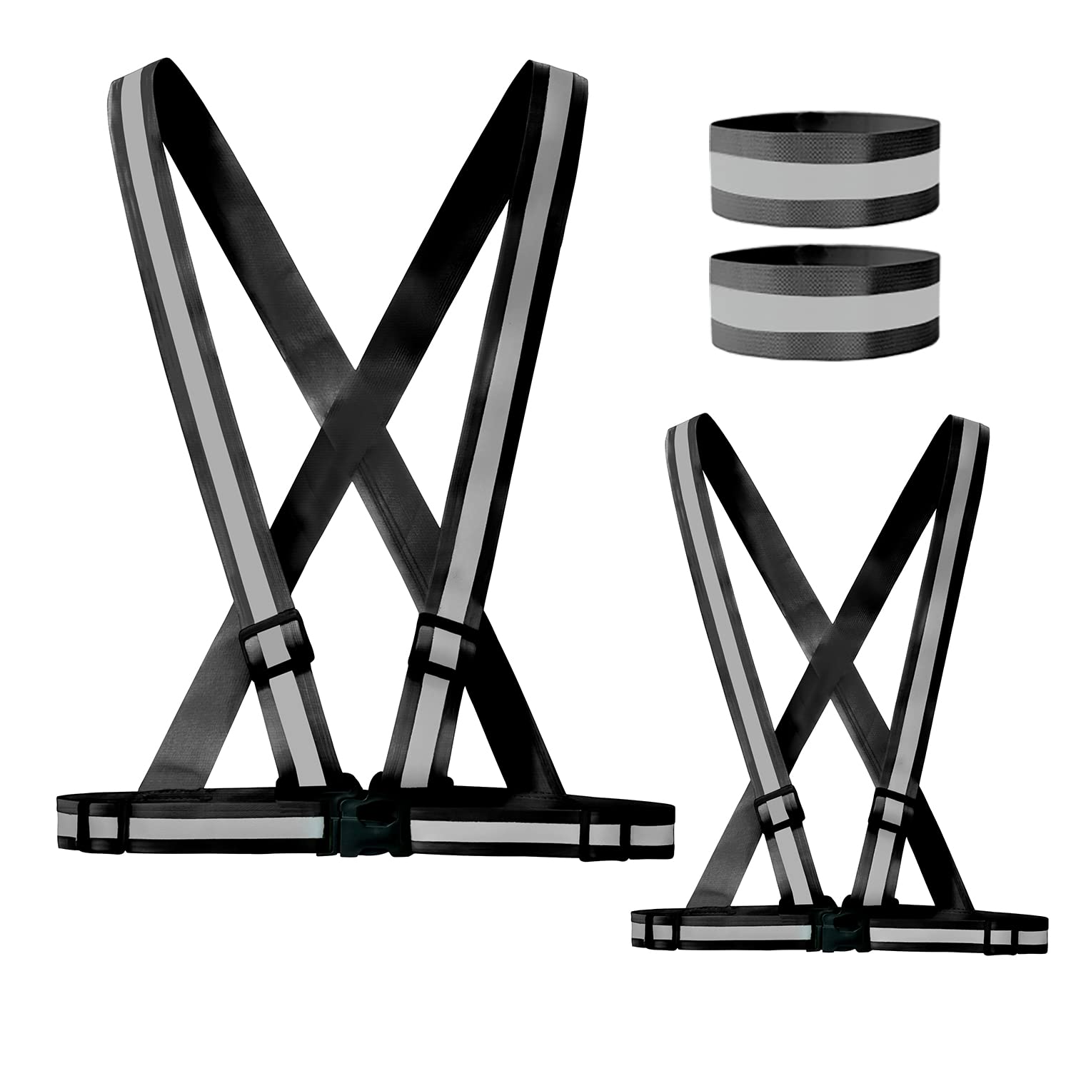 WORK IDEA Pack de 2 chalecos reflectantes, certificado reflectante, chaleco ajustable para bicicleta, correr, senderismo o al aire libre