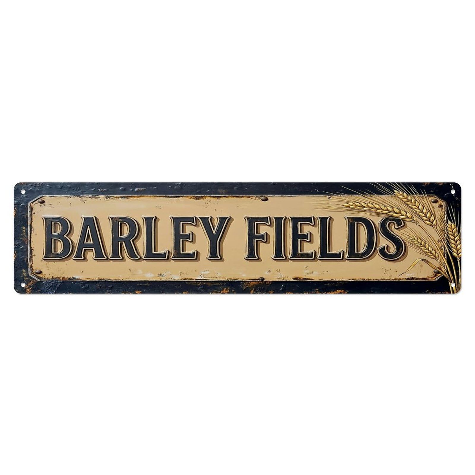 Vintage Barley Fields Harvest Farmhouse Metal Tin Sign