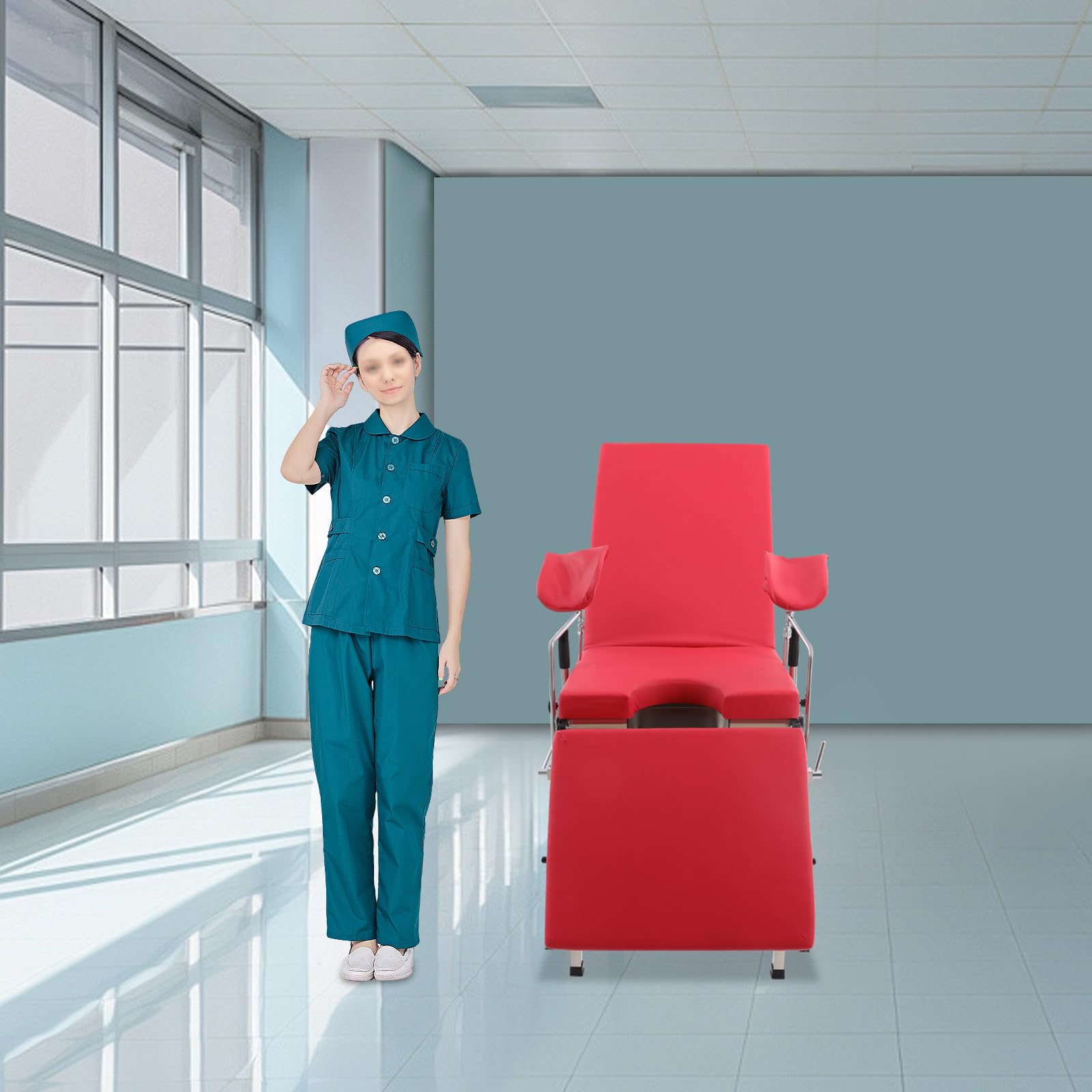 Gynäkologischer Stuhl, Gynäkologischer Untersuchungstisch, Max Belastbarkeit 200KG, Behandlungsstuhl Kreißsaalstuhl, Gynäkologisches Spülbett für Krankenhäusern, Kliniken
