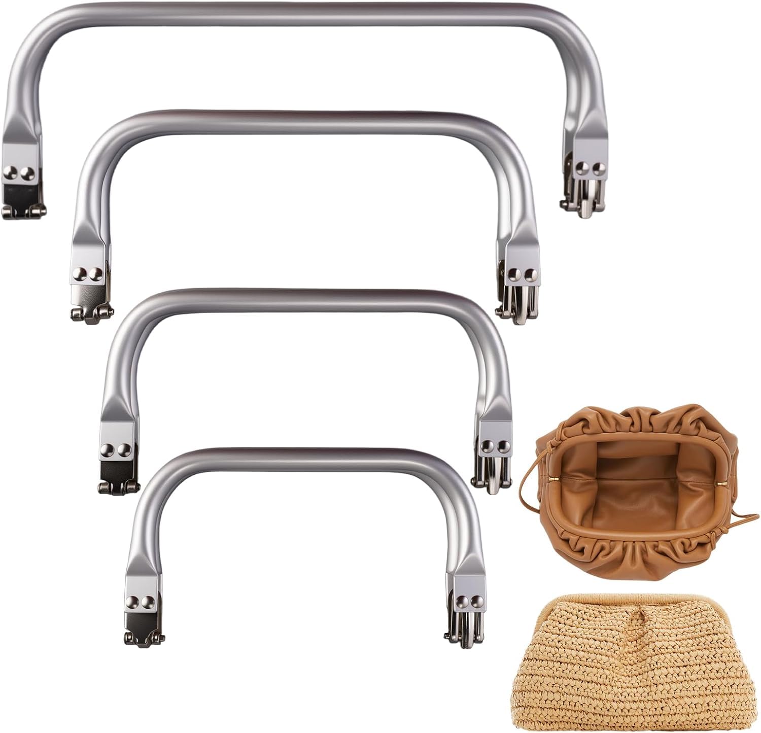 4 Pieces Clutch Bag Clasp, 250/200/180/160mm U-Shaped Metal Bag Frame