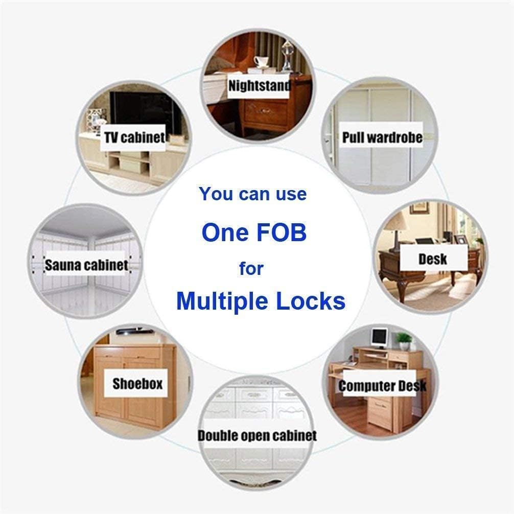 Assembled in The USA! - Lock Connection® RFID Electronic Cabinet Lock Hidden DIY for Wooden Cabinet Locker Drawer Cupboard (Black)